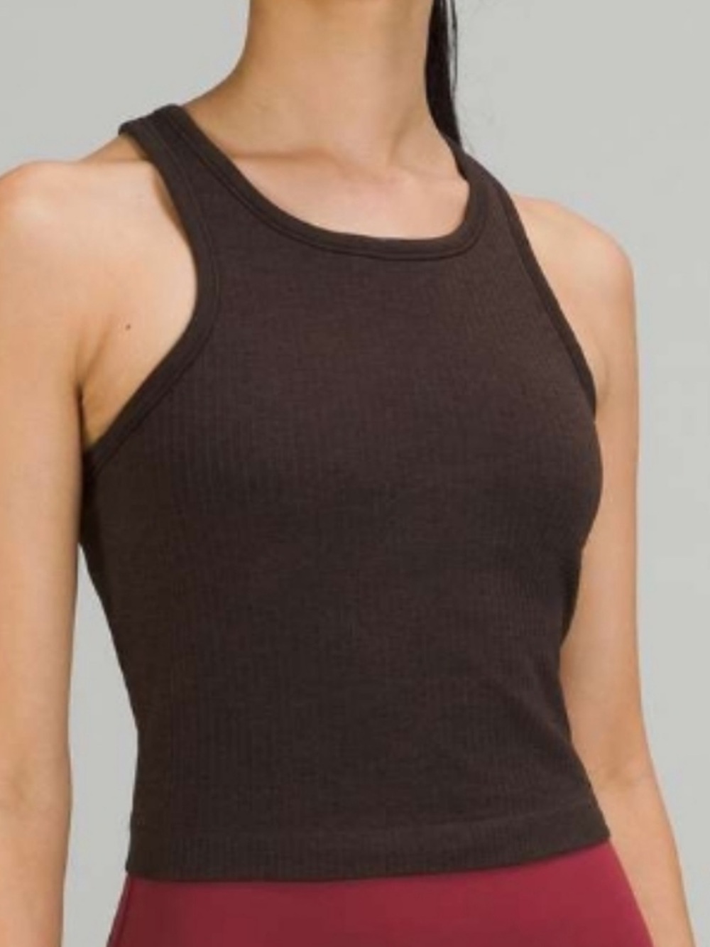 Lululemon Ebb to Street Cropped Racerback Tank top dark brown size 6